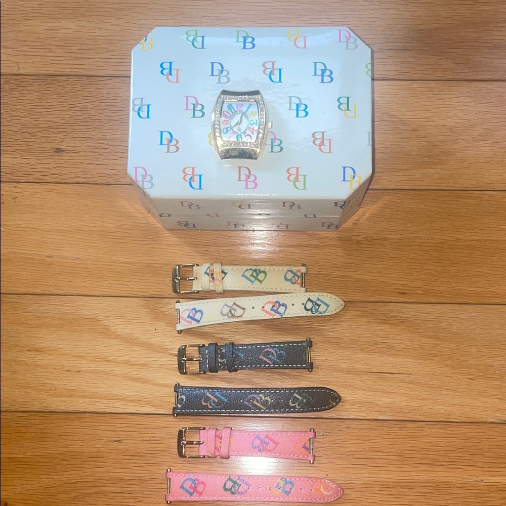 Dooney & Bourke Gold Watch with Colorful Straps